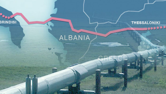 Carte montrant le tracé du pipeline Trans-Adriatique
